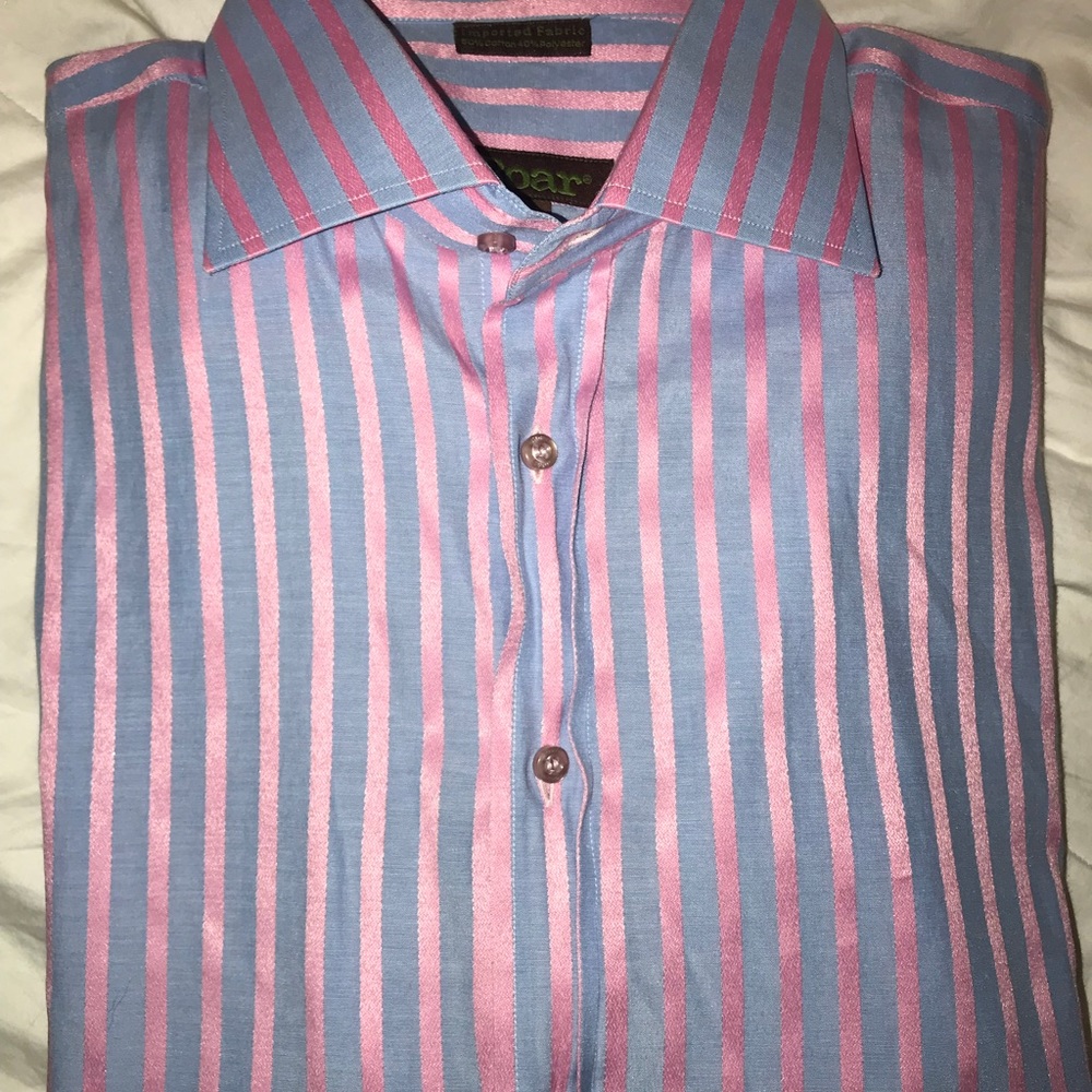 Pink and blue button down